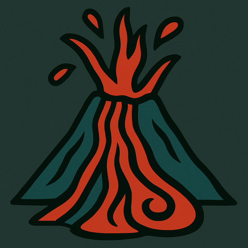 A volcano with lava