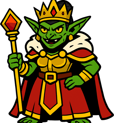 kadın goblin imparatoru.
In-Game asset.  2d.  High contrast.  No shadows
