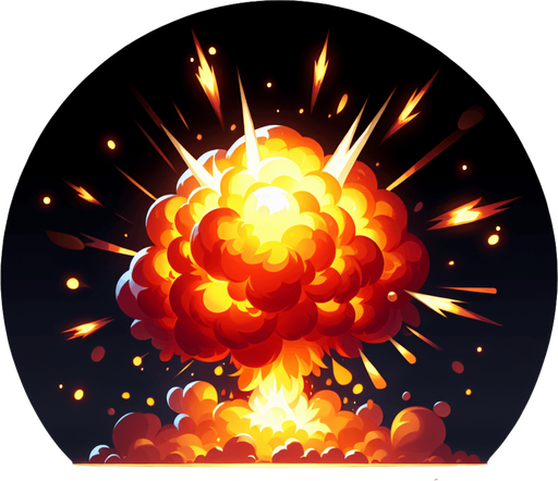 Explosion.
Single Game Texture. In-Game asset. 2d. Blank background. High contrast. No shadows.
