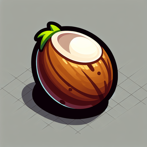 Make an image og a coconut.
Single Game Texture. In-Game asset. 2d. Blank background. High contrast. No shadows.