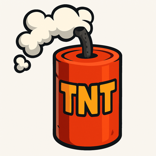 Big TNT firecracker that is a dud with smoke wafting out of the fuse hole.
In-Game asset.  2d.  High contrast.  No shadows. Cartoon style. 3D image