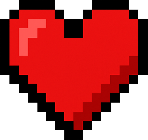 pixel heart.
In-Game asset.  2d.  High contrast.  No shadows