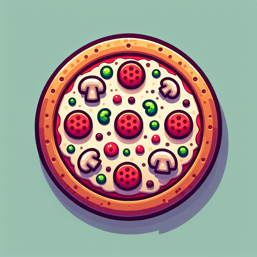 pizza mg.
Single Game Texture.  In-Game asset.  2d.  Blank background.  High contrast.  No shadows