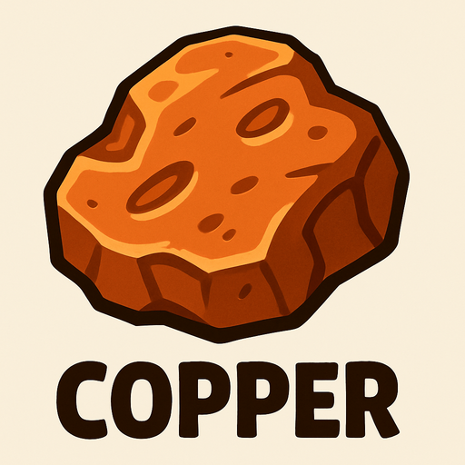 Copper.
In-Game asset.  2d.  High contrast.  No shadows