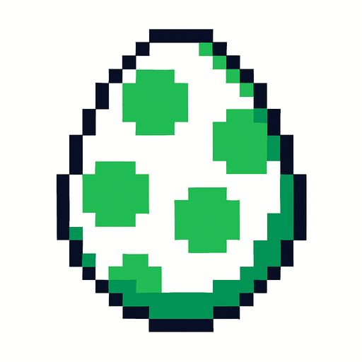 8 bit style dinosaur egg.
2d.  High contrast.  No shadows. 8 bit