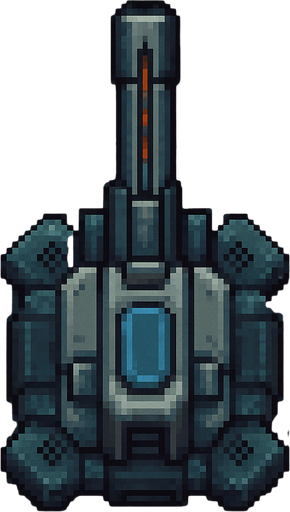 top down sci-fi cannon. pixel art