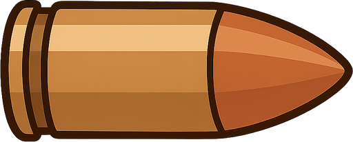 A bullet. No background. Transparent background. Blank background. No shadows. 2d. In-Game asset. flat