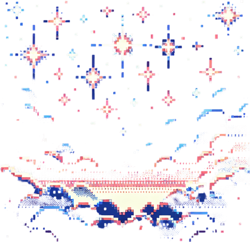 Dark night sky. Dim stars. DMT psychedelic.
Single Game Texture. In-Game asset. 2d. Blank background. High contrast. No shadows. 8 bit