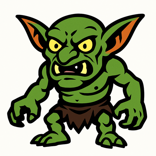goblin canavar.
In-Game asset.  2d.  High contrast.  No shadows