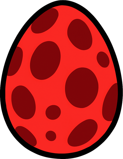 Make a red egg with dark red spots.
In-Game asset.  2d.  High contrast.  No shadows