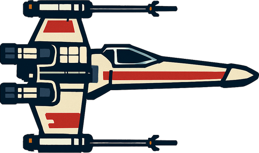 X wing side view.
In-Game asset.  2d.  High contrast.  No shadows
