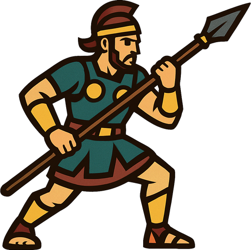 לוחם חנית.
In-Game asset.  2d.  High contrast.  No shadows