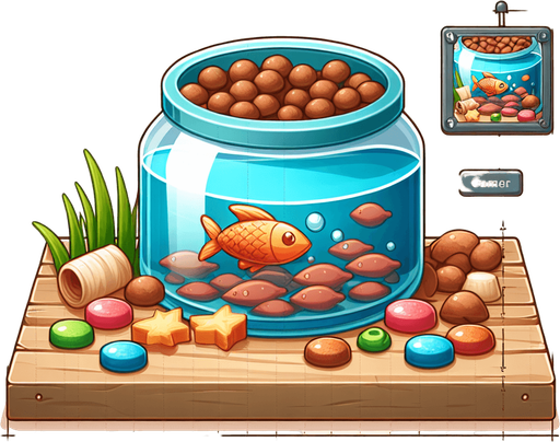 fish food.
Single Game Texture. In-Game asset. 2d. Blank background. High contrast. No shadows.