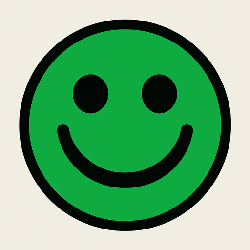 Green smiley ball.
In-Game asset.  2d.  High contrast.  No shadows