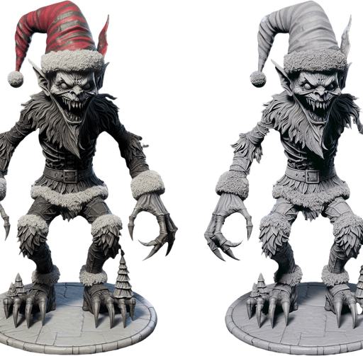 Eerie Christmas-inspired krampus statuette similar to a resident evil asset
Single Game Texture. In-Game asset. 2d. Blank background. High contrast. No shadows.