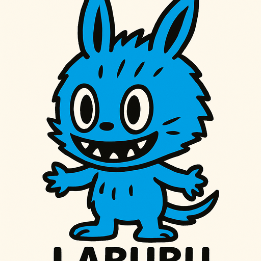 Blue Labubu.
In-Game asset.  2d.  High contrast.  No shadows