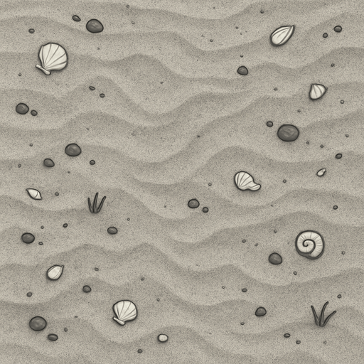 top down image of gray sandy seabed.
In-Game asset.  2d.  High contrast.  No shadows