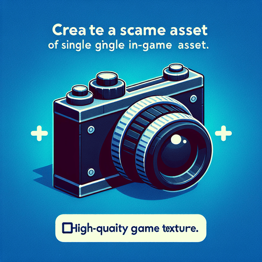 create camera.
Single Game Texture.  In-Game asset.  2d.  Blank background.  High contrast.  No shadows