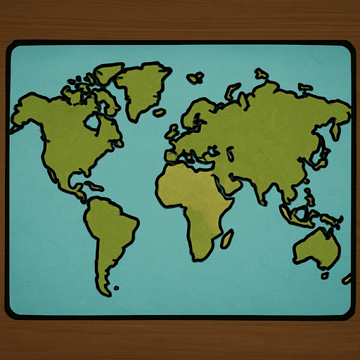 A small world map.
In-Game asset.  2d.  High contrast.  No shadows