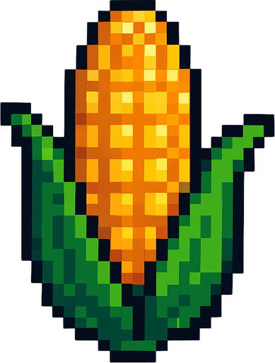 maiz de pixeles.
In-Game asset.  2d.  High contrast.  No shadows