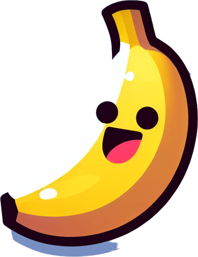 Banana with eye and mouth animation..
Single Game Texture.  In-Game asset.  2d.  Blank background.  High contrast.  No shadows