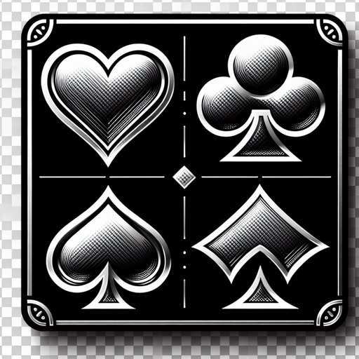 Heart, spade, club, diamond.
No background. In game asset..
Single Game Texture. In-Game asset. 2d. Blank background. High contrast. No shadows.