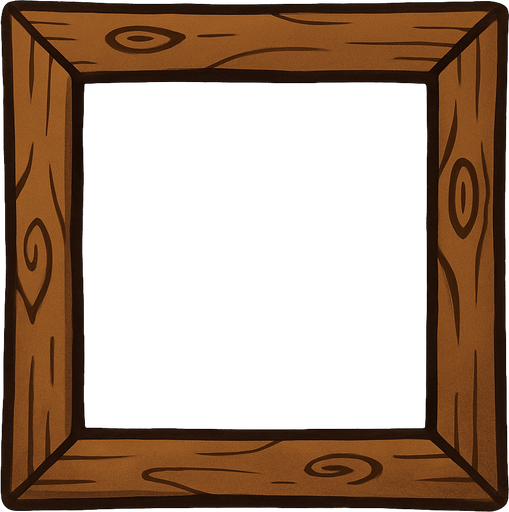 a wooden frame.
In-Game asset.  2d.  High contrast.  No shadows