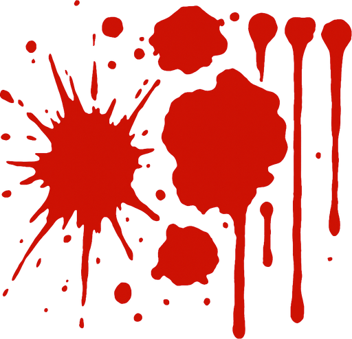 blood splatter effect. In-game assets. No background. Transparent background..
High contrast.  No shadows