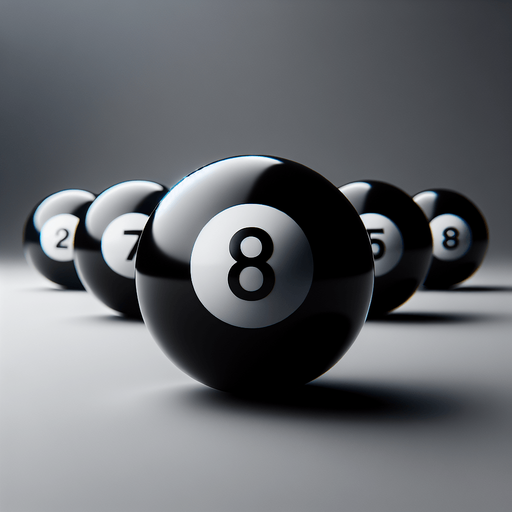 the 8 balls from pool.
In-Game asset. Blank background. High contrast.