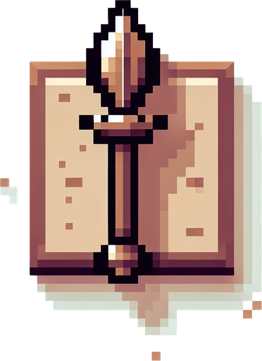 spearbutton. pixelart..
Single Game Texture. In-Game asset. 2d. Blank background. High contrast. No shadows.