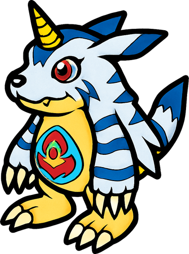 Gabumon viendo a la derecha, perspectiva isométrica.
In-Game asset.  2d.  High contrast.  No shadows