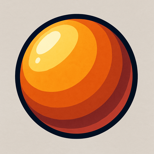3d gibi duran küre top.
In-Game asset.  2d.  High contrast.  No shadows
