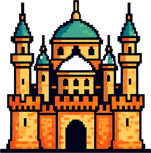 ottoman castle.
In-Game asset.  2d.  High contrast.  No shadows. pixel art