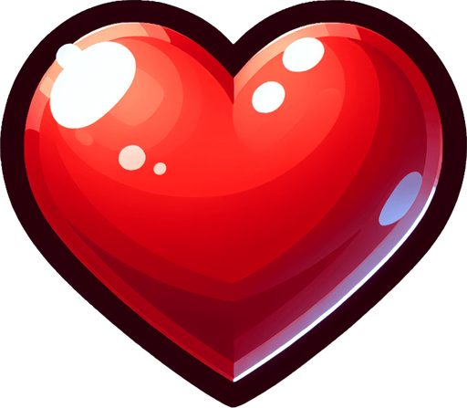 Single cartoon extra life heart. No drop shadows.
Single Game Texture. In-Game asset. 2d. Blank background. High contrast. No shadows.