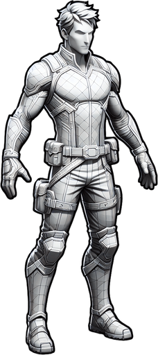 hero.
Single Game Texture.  In-Game asset.  2d.  Blank background.  High contrast.  No shadows