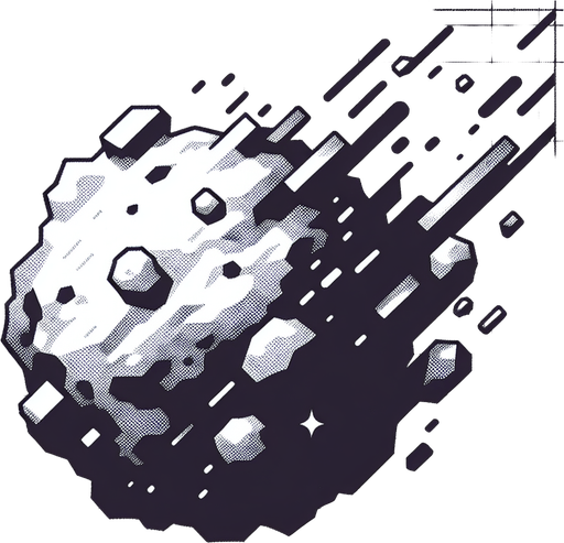 Asteroid.
Single Game Texture.  In-Game asset.  2d.  Blank background.  High contrast.  No shadows