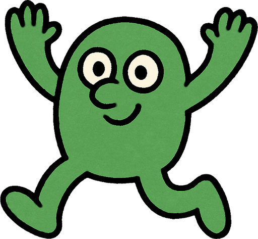 2d shadowless simple two-legged small nose 2-eyed green doodle jump character