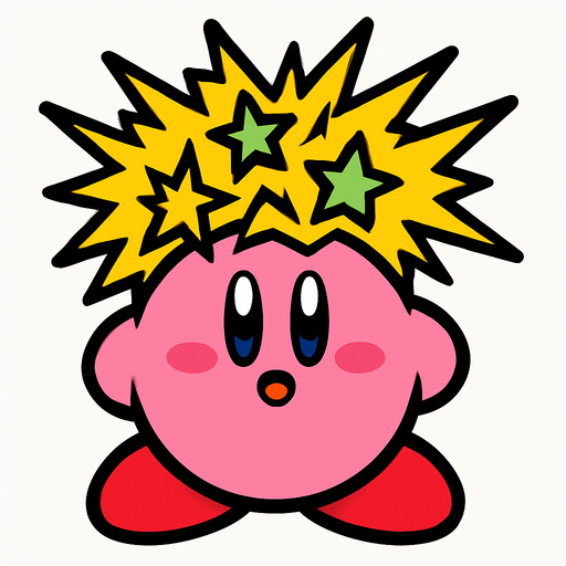 Spark kirby.
In-Game asset.  2d.  High contrast.  No shadows