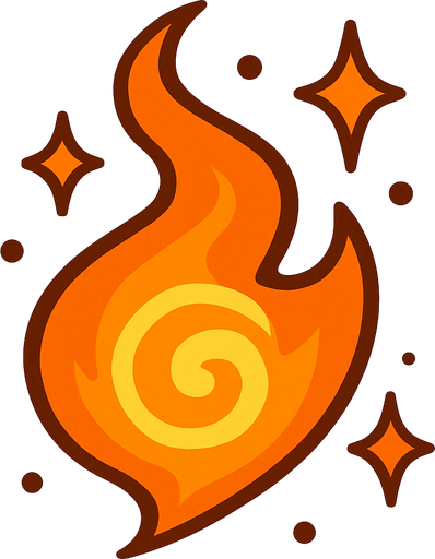 an orange magic.
In-Game asset.  2d.  High contrast.  No shadows