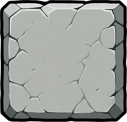 una roca regtangular en 2d de color gris claro.
In-Game asset.  2d.  High contrast.  No shadows