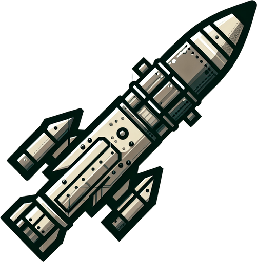 A anti-air missile.
Single Game Texture.  In-Game asset.  2d.  Blank background.  High contrast.  No shadows