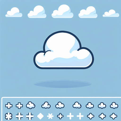 White fluffy cloud. Cartoon style..
Single Game Texture.  In-Game asset.  2d.  Blank background.  High contrast.  No shadows