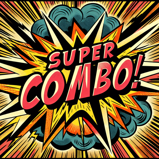 text popup "SUPER COMBO!".
comic style