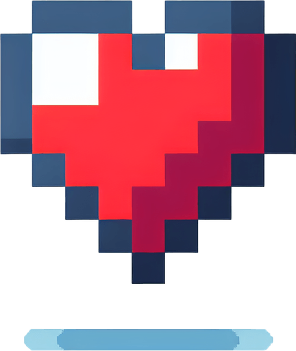 Heart_icon pixel.
Single Game Texture. In-Game asset. 2d. Blank background. High contrast. No shadows.