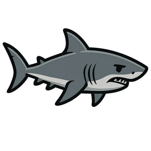 Grey shark, sideview.
In-Game asset.  2d.  High contrast.  No shadows