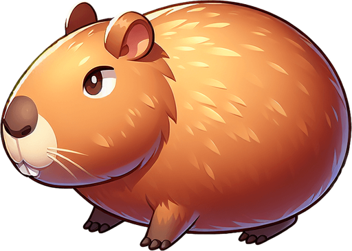 Un capiraba redondo como una pelota.
Single Game Texture.  In-Game asset.  2d.  Blank background.  High contrast.  No shadows