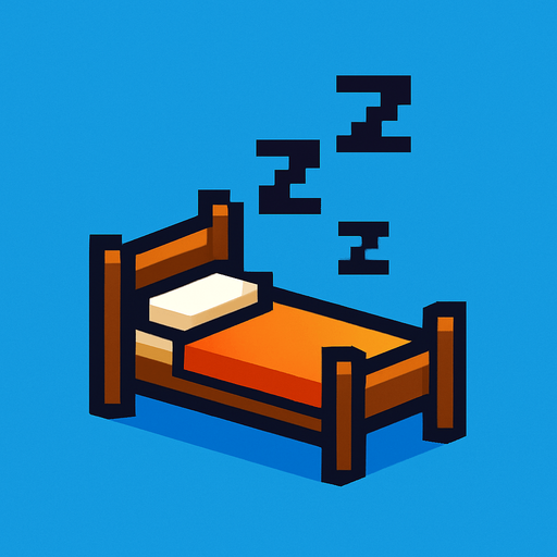bed with zzz 2d pixel art.
In-Game asset.  2d.  High contrast.  No shadows