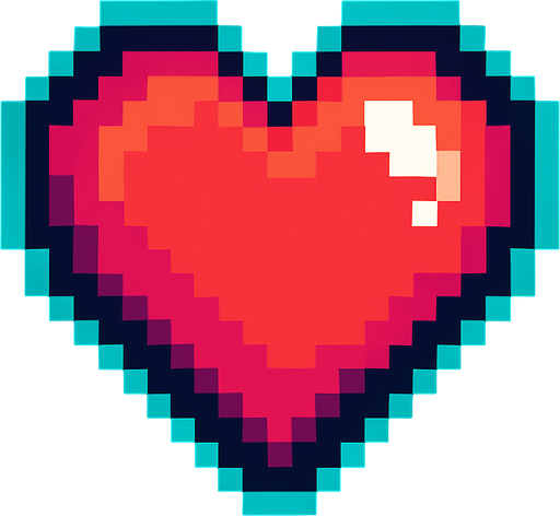 A VERY COOL PIXEL HEART.
In-Game asset.  2d.  High contrast.  No shadows
