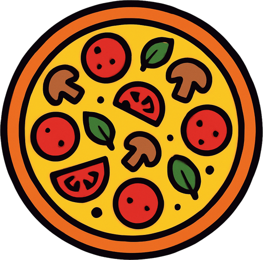 pizza.
In-Game asset.  2d.  High contrast.  No shadows