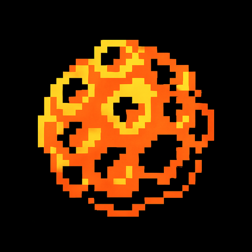 8bit asteroid.
In-Game asset.  2d.  High contrast.  No shadows